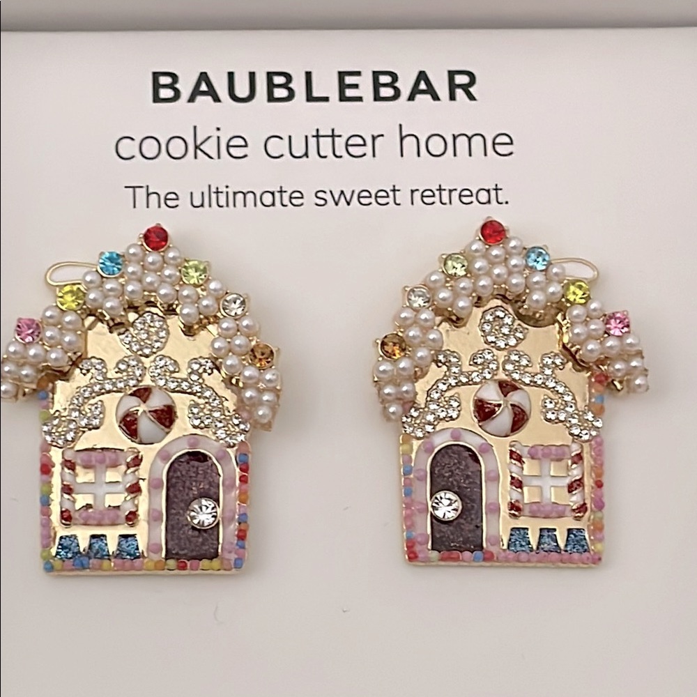 BaubleBar Cookie Cutter Home Embellished house earrings